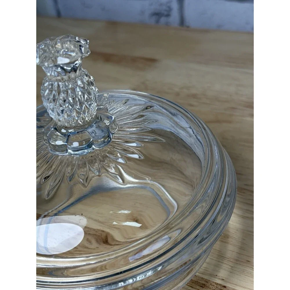 Heisey Glass Plantation Pineapple Round Covered Butter Dish + Punch Cup Vintage